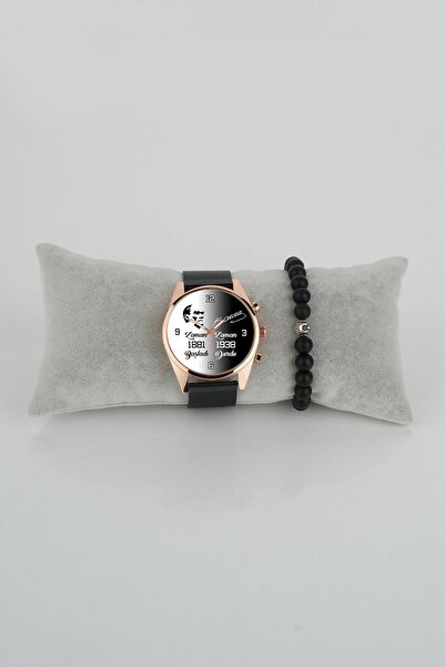 STONY Atatürk İmza Silüet Zaman Durdu Tasarım Model 1 Kadın Kol Saati Bileklik Hediye