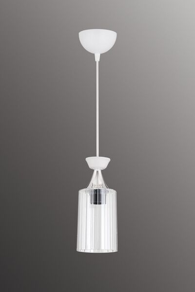Docklight مصباح معلق فردي أبيض ميكا زجاج شفاف كروم ثريا فاخرة حديثة مواجهة للأسفل