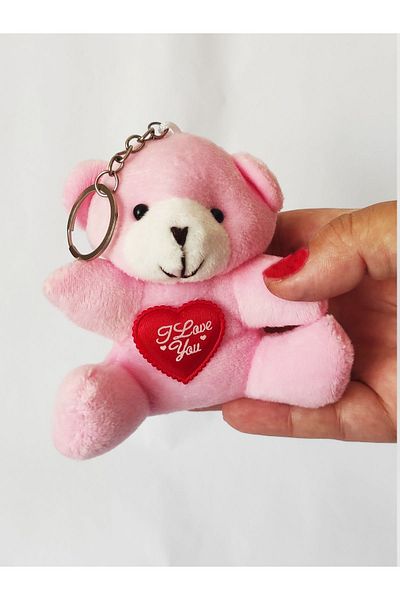 dudu kids Plush Teddy Bear Keychain - 9 Cm - Pink - Heart - Bag Ornament - Valentine's Day Gift - Toy