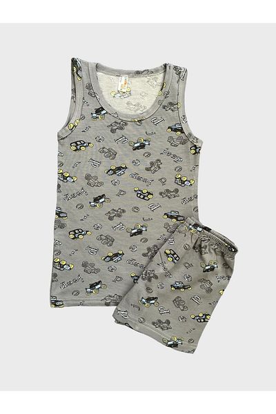 elmas kids Boy's Gray Jeep Patterned Cotton Athlete Boxer Set