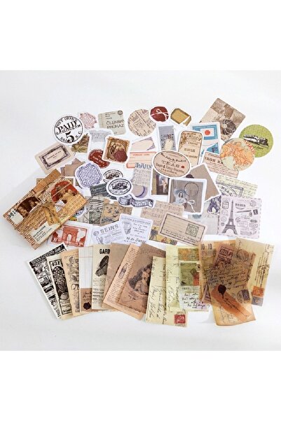 SF SCRAPBOOK KIRTASİYE Scrapbook Sticker 60 Parça Vintage 2 Temalı Bullet Journal Set