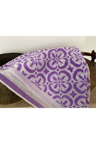leillART Purple Patterned Cotton Women's Hair Bandana - Handmade