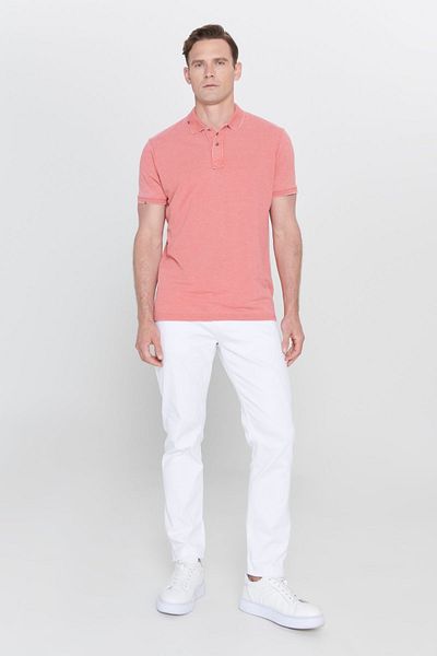 ALTINYILDIZ CLASSICS Men's Tile Slim Fit Slim Fit Cotton Embroidery Detailed Polo Collar T-Shirt