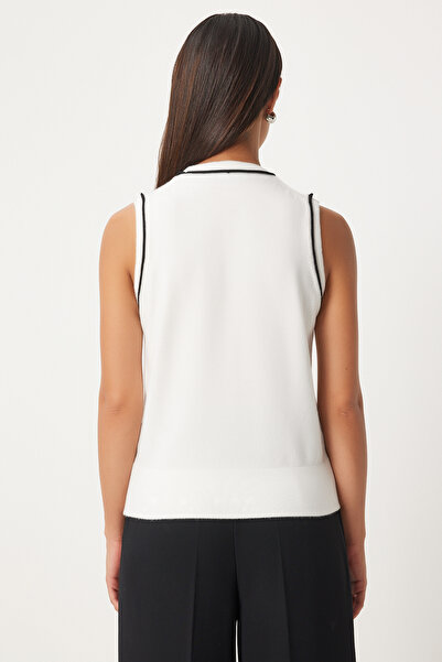 Happiness İstanbul Dámská pletená halenka s bílým proužkem - PF00076