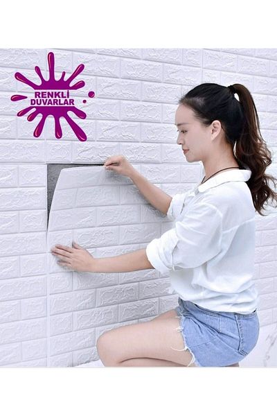 Renkli Duvarlar 50x50 cm 1 bucată tapet autoadeziv șters Panou flexibil Autocolant cu model cărămidă 3d