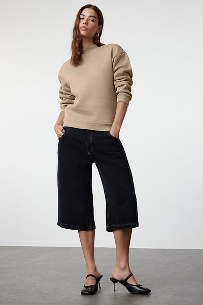 Trendyol Collection Bequemes Nerz-Fleece-Strick-Sweatshirt mit Stehkragen TWOAW20SW0584
