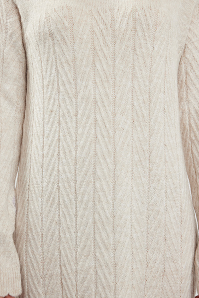 Trendyol Modest Polo límec Stone Color Rybí záda Vzorované pletené šaty - TCTAW25EB00030