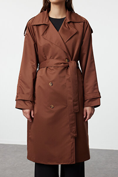 Trendyol Collection Vodoodpudivý pásový hnědý trenčkot - TWOSS20TR0012