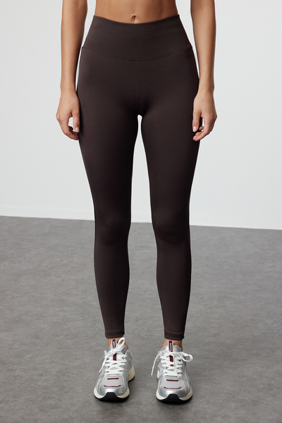 Trendyol Collection Extra Recovery Ολόσωμο Αθλητικό Κολάν - Σκούρο Καφέ, Φαρδιά Μέση Ελαστικό TWOAW21TA0029