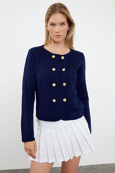 Trendyol Collection Dvouřadý svetr z námořnické modré pleteniny - TWOAW25HI00103
