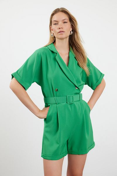 Trendyol Collection Зелений комбінезон з широким поясом TWOSS19WX0112