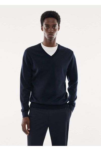 MANGO Man Pullover mit V-Ausschnitt, 100 % Merinowolle