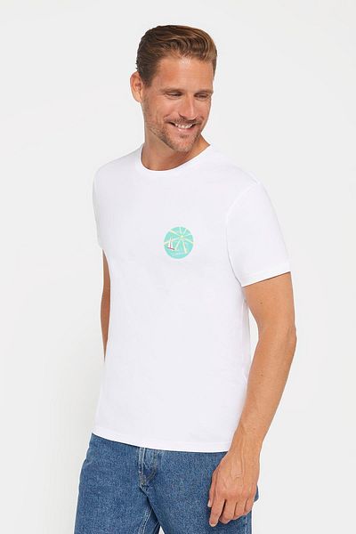 Tudors Λευκό T-Shirt με λαιμόκοψη - 100% βαμβάκι, απαλή υφή, στάμπα και λεπτή εφαρμογή
