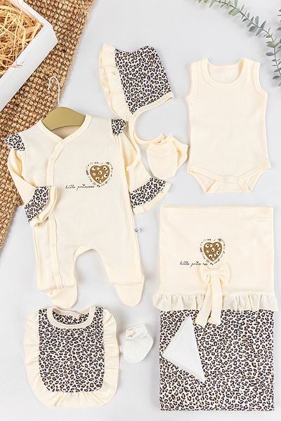 Babymod Leopard Patterned 8-Piece Baby Girl Hospital Discharge Baby Set