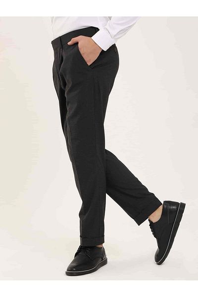 Dufy Pantaloni clasici cu model antracit pentru bărbați, slim fit, melange - 97662