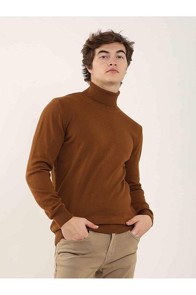 Dufy Pulover pentru bărbați, slim fit, simplu, clasic, cu gât întreg - 91072