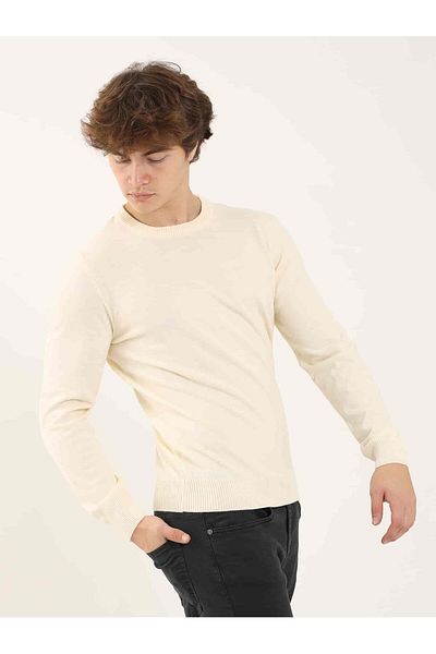 Dufy Kemik Ανδρικό Slim Fit Plain Classic Πουλόβερ με λαιμόκοψη - 97504