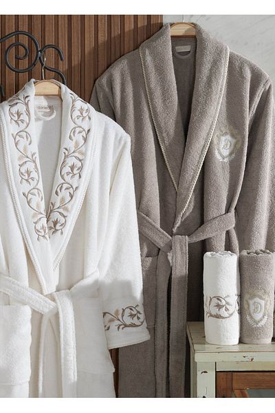 Dantela Σετ οικογενειακής ρόμπας Burçak Cotton 6 τεμαχίων - Κρέμα/Μπεζ