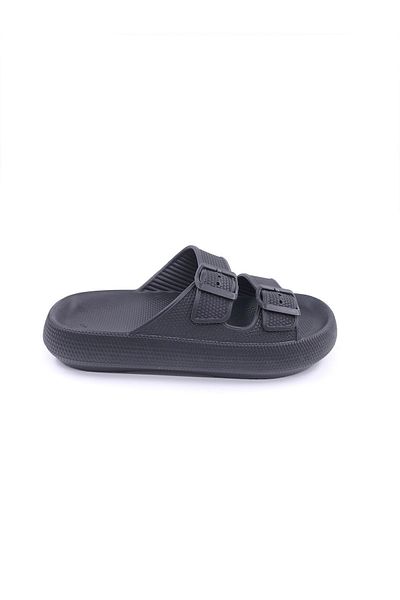 Apella Παντόφλες Eva με διπλή πόρπη μαύρες Unisex