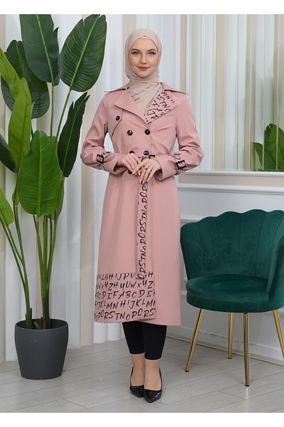 Modamix BELT PARACHUTE WOMEN'S WINTER PRINTED TRENCH COAT 1342