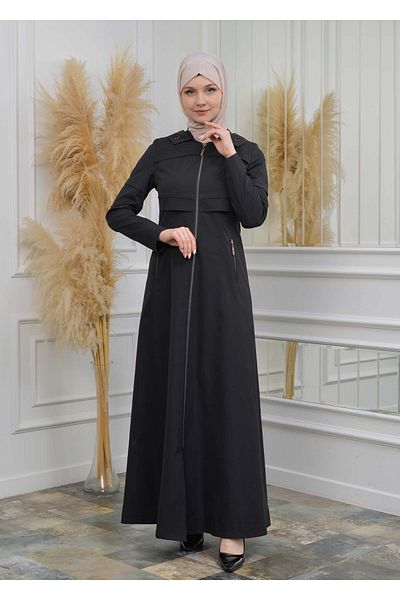 Modamix Hooded Women's Hijab Trench Coat 1100