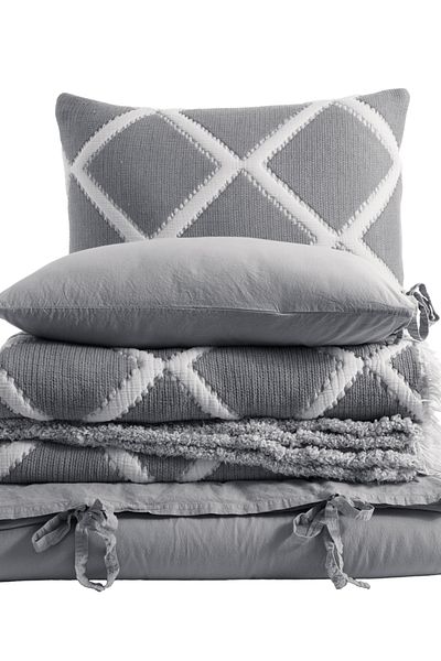 Dantela Garcia Single Diamond Slice Bedspread and Duvet Cover Set - Anthracite