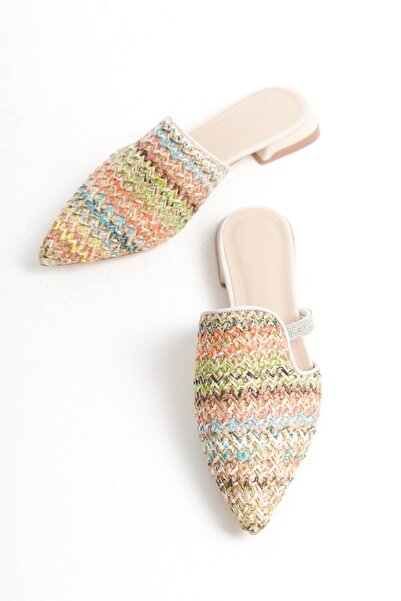 öz se shoes Kelvin Straw Model Slippers - Stone Detailed