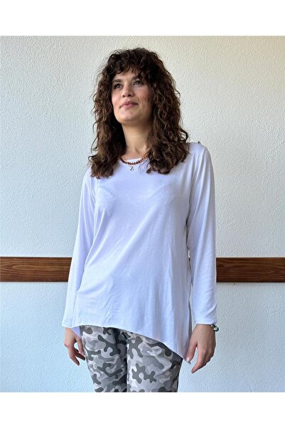 ByEnBi بلوزة ليكرا بيضاء غير متماثلة Std