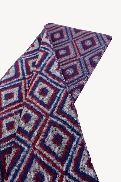 Ysf Men's Navy Blue Claret Red Square Patterned Woolen Camisole
