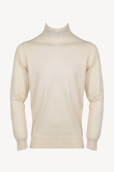 Ysf Men's Beige Half Turtleneck Classic Knitwear