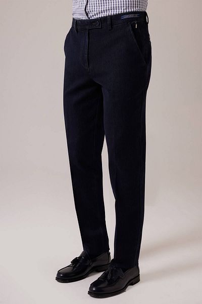 Ysf Men's Navy Blue Regular Fit Side Pocket Canvas Trousers