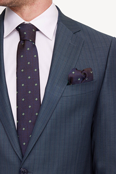 Ysf Erkek Yeşil Regular Fit Çizgili Takım Elbise