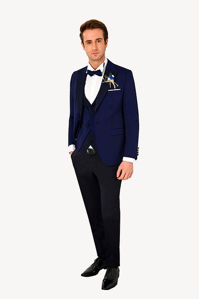 Ysf Men's Parliament Slim Fit Swallow Collar Groom Suit with Vest