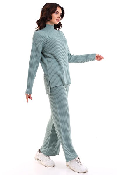 Irmak Kerekli طقم بدلة رياضية نسائية كبيرة الحجم مضلعة من الأسفل، طقم بدلة ري...