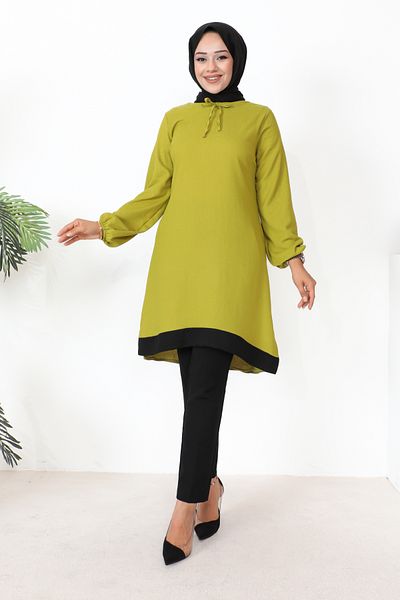 Moda Ebva Elastic Sleeve Hijab Tunik-3160 Pistachio Green