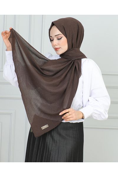 JAWEL ŞAL 1944 Coffee Patterned Crinkle Shawl