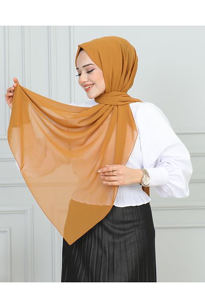JAWEL ŞAL 1942 Model Mustard Chiffon Shawl