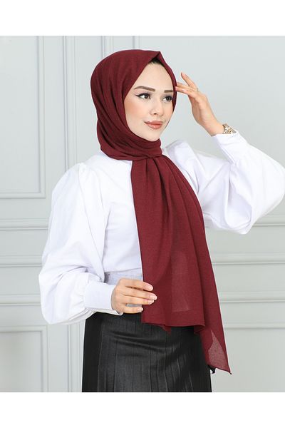 JAWEL ŞAL 1944 Claret Red Patterned Crinkle Shawl