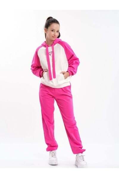 Zekids Κοριτσίστικη φόρμα φούξια με κουκούλα και ελαστικά πόδια