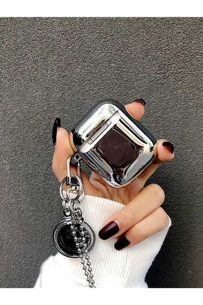 KVK PRİVACY 1. And 2. Generation Compatible Have Nice Day Patterned Smile Clasp Silver Earphone Case