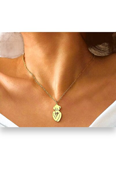 Egisso Design Anne Bebek Figürlü Gold Çelik Kolye