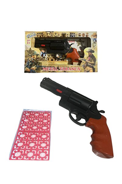 SIFIR312 Kutulu Metal Oyuncak Kovboy Tabancası - 18 Adet Mantar Kapsül Hediyeli