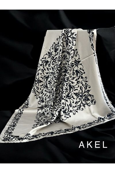 Akel Silk Satin Scarf - Gilded Design