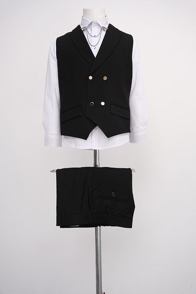 Micio Black Raven Vest and Trousers Set for Boys