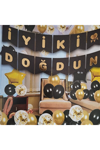 TATLI GÜNLER Iyiki Doğdun Yazısı Siyah Gold Banner