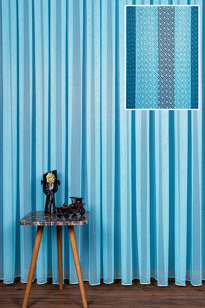 elision home Turquoise Color Modern Pattern Skirt Leaded Tulle Curtain, 300x260cm, 1/2,5 Normal Pleat, Elıon03041