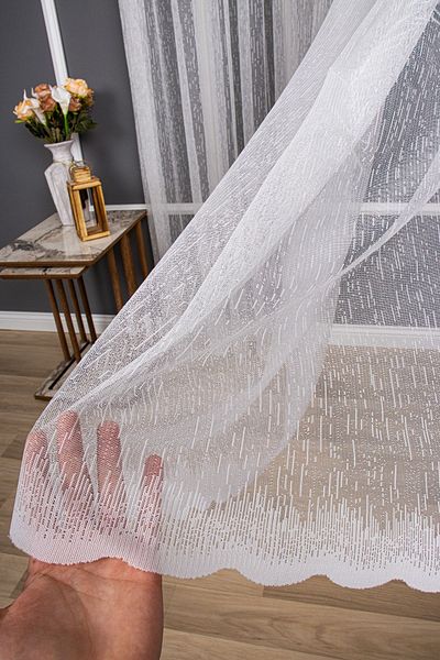 elision home Modern Slub Pattern Knitted Plain Tulle Curtain, 100x260, Thin Pleat, 1/3