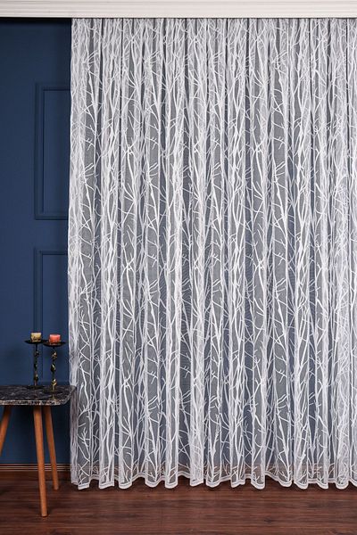 elision home Tree Patterned French Lace Tulle Curtain 300x260cm 1/2.5 Normal Pleat Elısıon03641