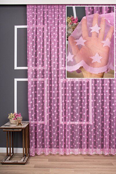 elision home Star Patterned Knitted Tulle Curtain - Plain Sparse Pleat, 350x270, 1/2