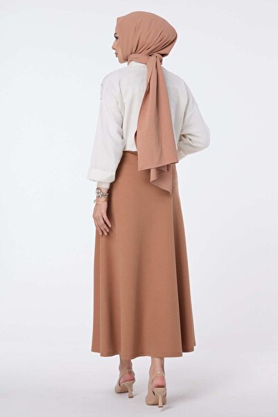 TOFİSA Stredná dámska norková sukňa hladká - 23643